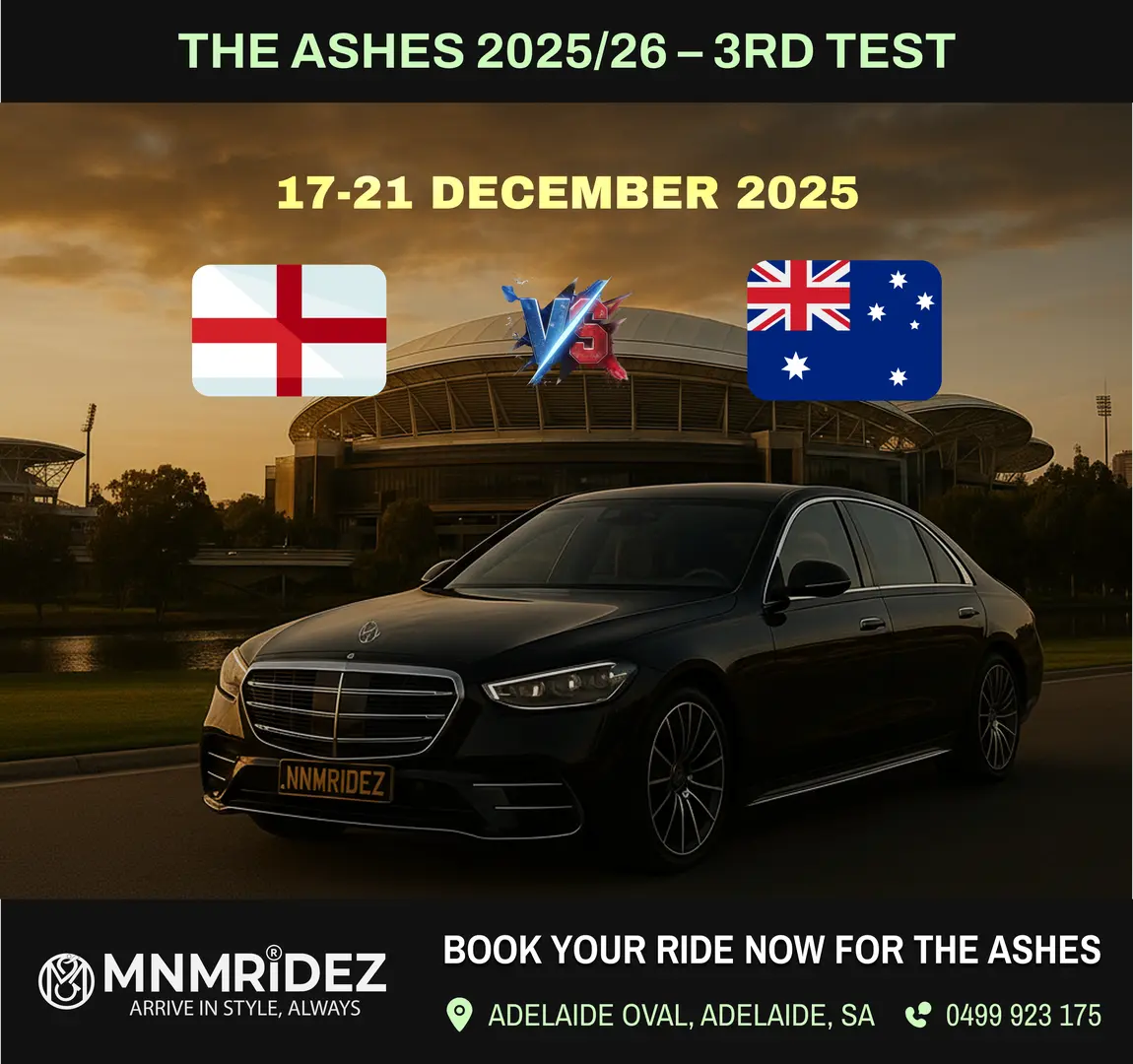 Pre-book a return transfer from Adelaide Oval to hotel or airport with MNMRiDEZ