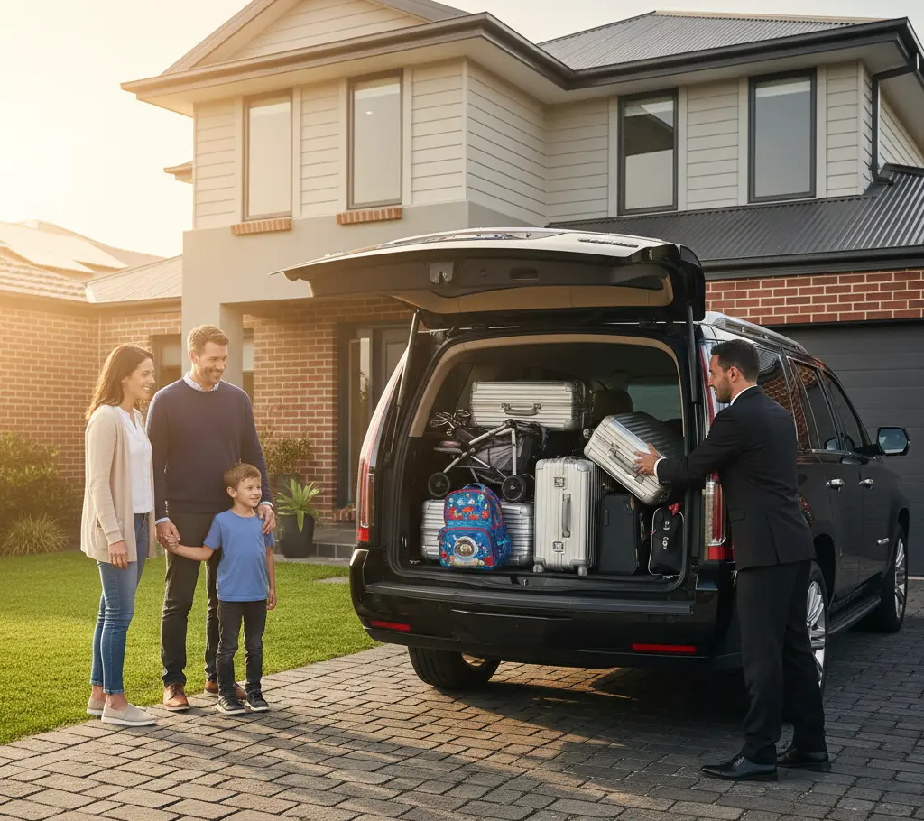 Family airport transfer from Geelong to Melbourne Airport with MNMRiDEZ Chauffeu