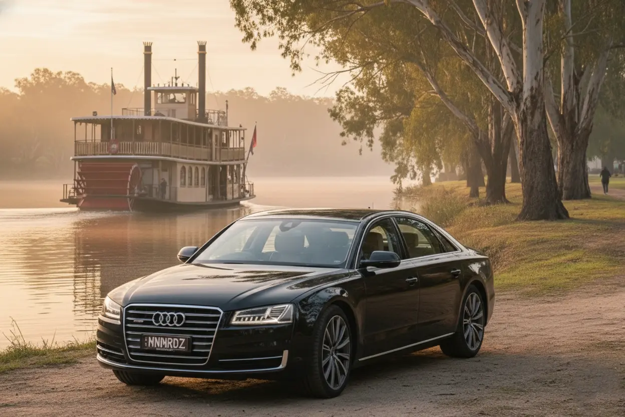 MNMRiDEZ chauffeur car picking up passenger in Echuca for Melbourne Airport transfer
