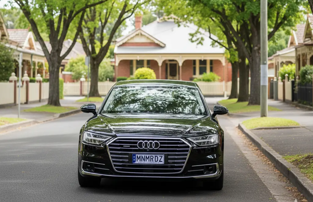 MNMRiDEZ chauffeur car picking up passenger in Essendon for Melbourne Airport transfe
