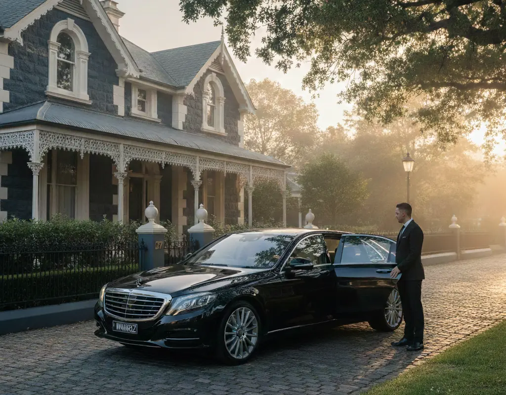  Premium chauffeur vehicle outside a Ballarat residence early morning