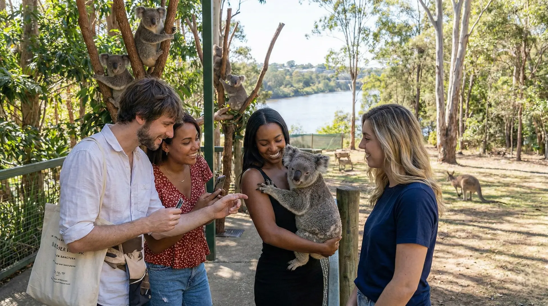 Visitors exploring Lone Pine Koala Sanctuary Brisbane